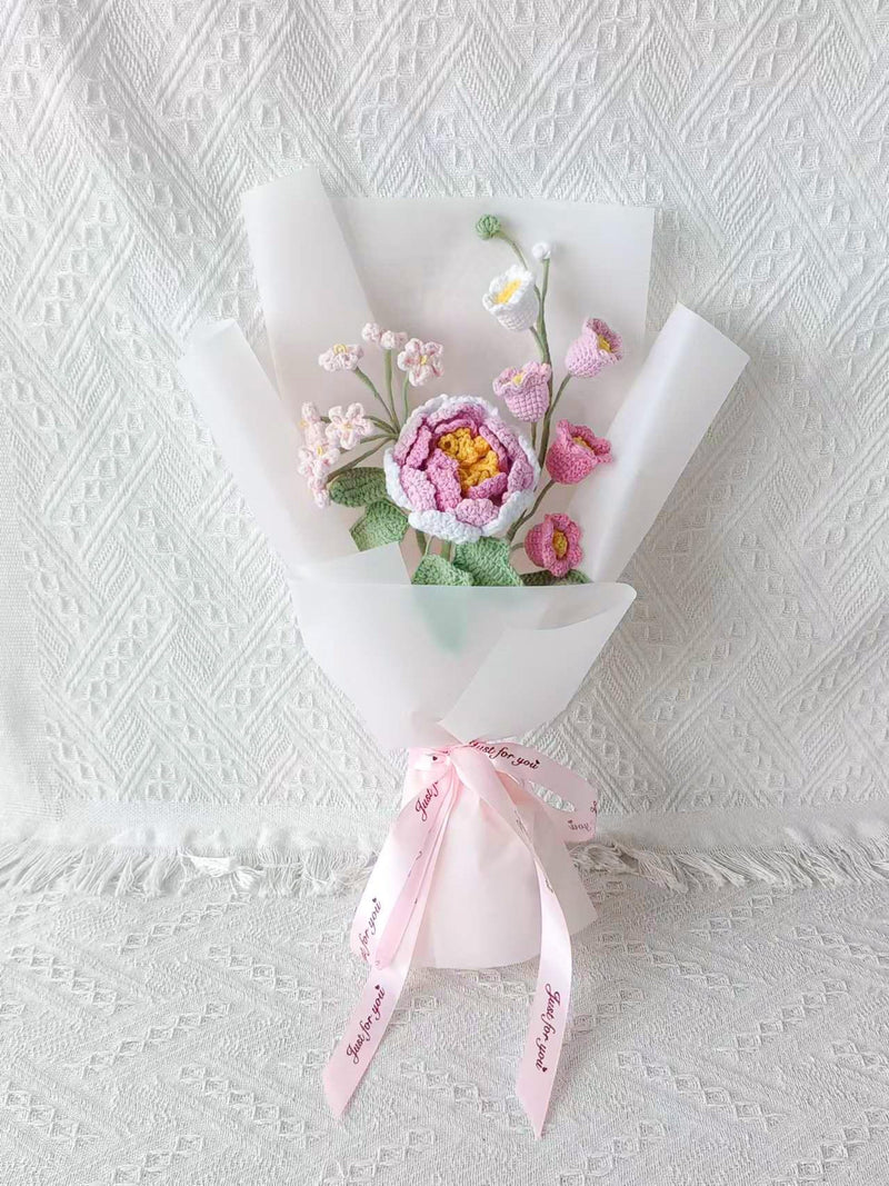 Crochet Peony Bouquet: November Birth Flower, Handmade Everlasting Gift birthday flower