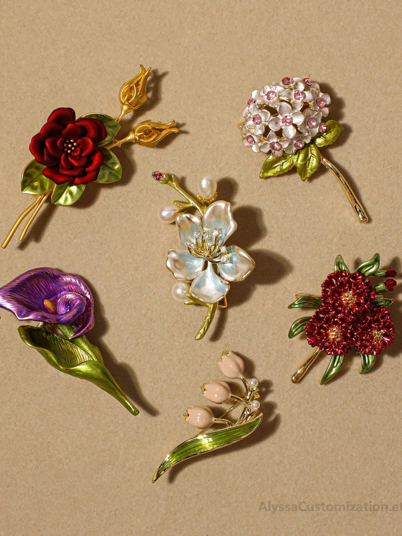 Personalized birthday flower brooch, calla lily brooch,snowdrop flower brooch,imitation pearl brooch, handmade flower brooch, wedding brooch ANNIVERSARY