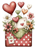 Floral Heart Envelopes, Valentine Letter Clipart, Romantic Flowers PNG, Polka Dot Love Mail Art, Cozy Valentine Set Love Romance Flower