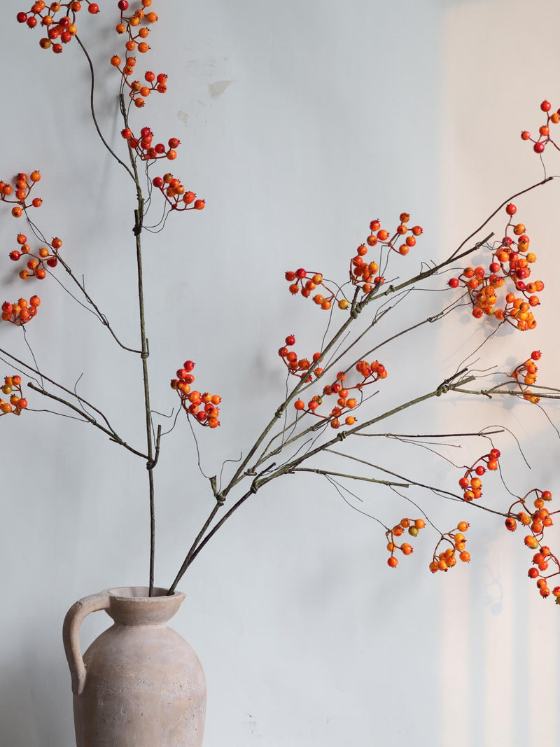 43" Artificial Berry Large Branch: Faux Plant, Fall Winter Branch In Orange faux plants