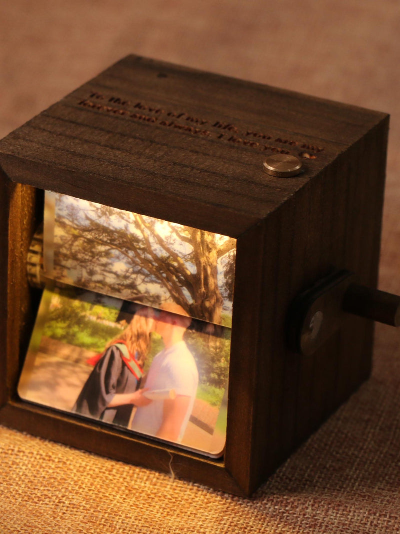 Personalized Photo Flipbook Animation Box,Custom Crank Photobox Picture Box,Custom wooden Photo Book with Light,Unique Anniversary Keepsake ANNIVERSARY