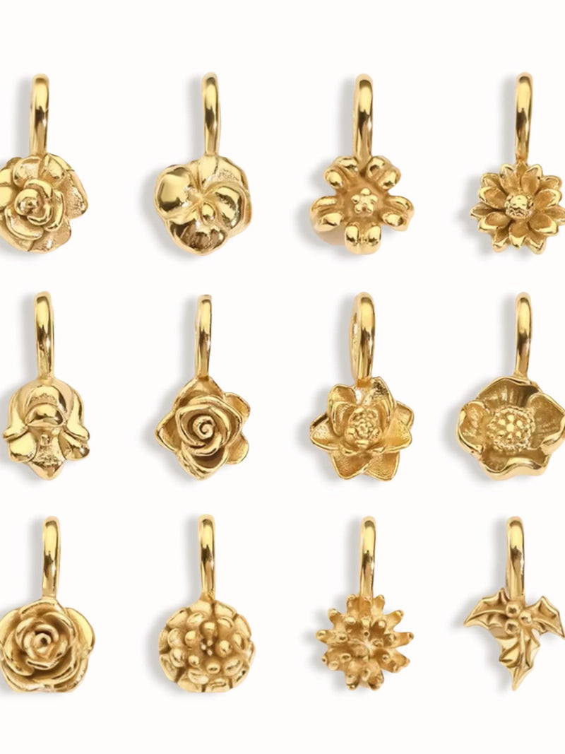 Personalized Birth Flower Charm: Custom Engraved Birthday Month Charm for Her birthday flower