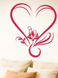 Wall Vinyl Decal Love Heart and Lotus Flower Romantic Symbols Of Love Modern Abstract Home Art Decor (#1252da) Love Romance Flower