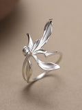 Silver Orchid Flower Ring ¥ Adjustable Bypass Open Size ¥ Sterling Silver Stamped 925 ¥ Tariff Free Delivery to USA FLOWER DELIVERY