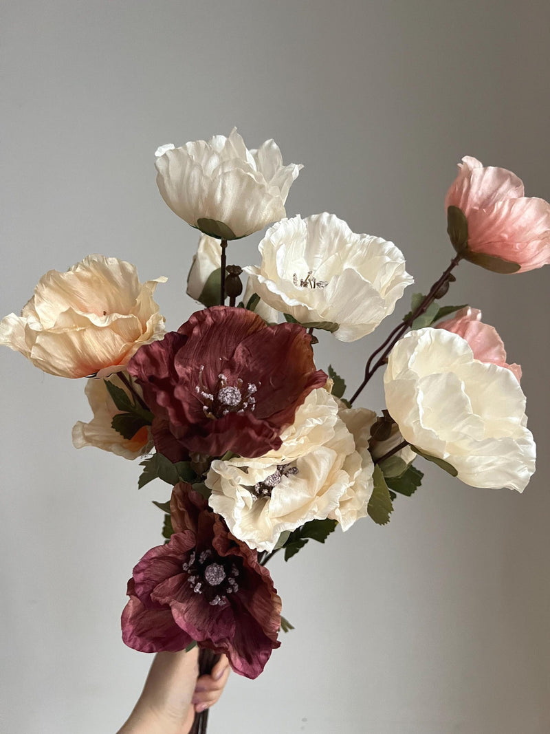Faux Matilija Poppy, Silk Flower Poppy For DIY Florals Centerpieces, Poppies Floral Arrangement for Spring Summer Wedding Artificial Flower faux plants