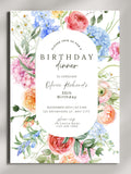 Floral Dinner Party Invitation Template, Editable Printable Flowers Invite, WomenÕs Birthday Dinner or Celebration Party Canva Template birthday flower