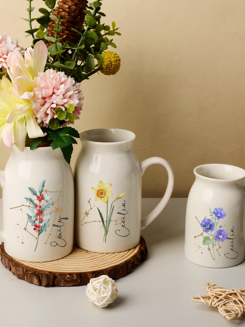Personalized Birth Flower Vase,Zodiac Constellation Sign Vase,New Home Housewarming Gift,Birthday Gifts For Mom,Home Decor,Bridesmaid Gifts birthday flower