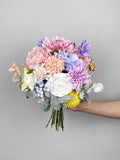 Pastel Wildflower Bridal Bouquet, Spring Wedding Bouquet, Classic Flower Bouquet, Design in Poppy, Daisy, Dahlia,Ranunculus, Carnation Bouquet