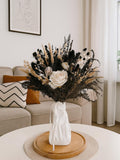 Black & Ivory Dried Flower Bouquet: Gothic Boho Wedding Decor Bouquet