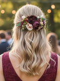 Flower hair comb with burgundy and dusty pink flower Wedding hair piece burgandy blush Floral headpiece Bridal Boho flower comb prom corsage wedding flower