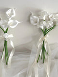 Minimalist Calla Lily Bridesmaid Bouquet: Real Touch Faux Flowers Bouquet