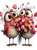 Quirky Valentine Birds Clipart Ð Watercolor Romantic Love Animal PNG Set (Digital Download) 30 PNG Love Romance Flower