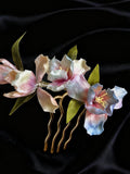 Luxury Mulberry Silk Wrapped Hair Accessory, Handmade Bridal Hairpiece, Artisan Floral Hair Accessory for Bridal & Special Occasions silk flower