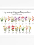 Grandchildren Birth Flower Print | Personalised Grandparent Gift | Birth Month Flowers | Custom Family Art With Names & Dates birthday flower