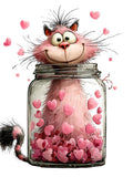 Quirky Valentine Day Cats Clipart Ð Watercolor Romantic Animal PNG Set (Digital Download) 33 PNG Love Romance Flower