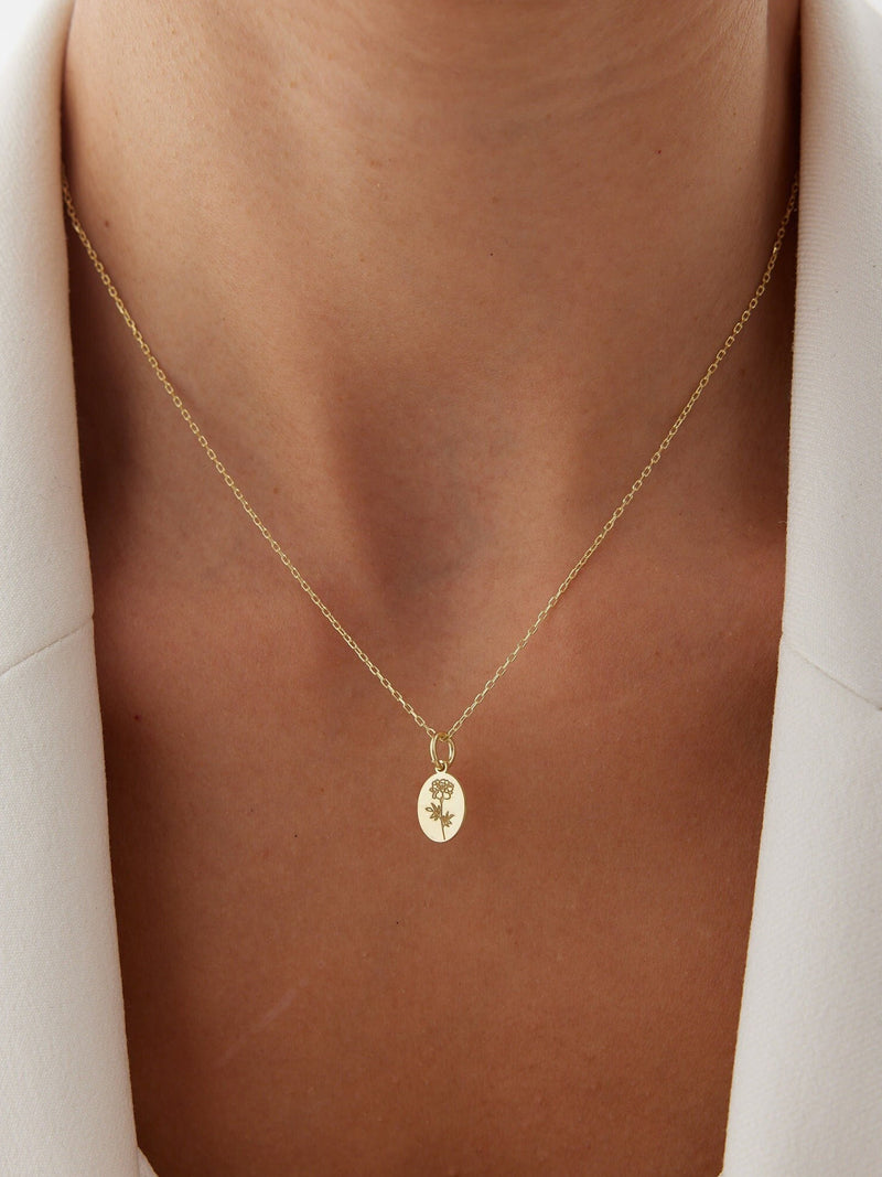 Tiny Birth Flower Necklace ¥ Sterling Silver Floral Jewelry Wild Flowers Memorial Gift for Her birthday flower