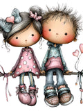 Sweet Pastel Valentine Couple Clipart Ð Watercolor Romantic Love PNG Set (Digital Download) 30 PNG Love Romance Flower