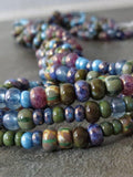Bifrost 6/0 Czech Glass Picasso Seed Bead Mix :  Ten inch Strand Purple Blue Pink Striped seeds bulk