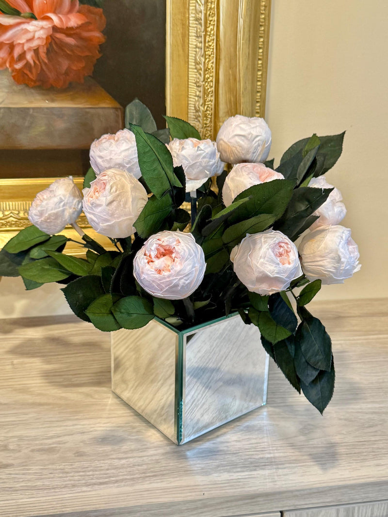 SALE!!! Preserved Peonies Arrangement Ð Mirror Vase, Forever Flowers Home Decor FLOWER DELIVERY