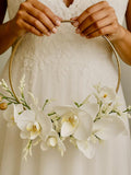 Elegant Gold Hoop Orchid Bridal Bouquet wedding flower