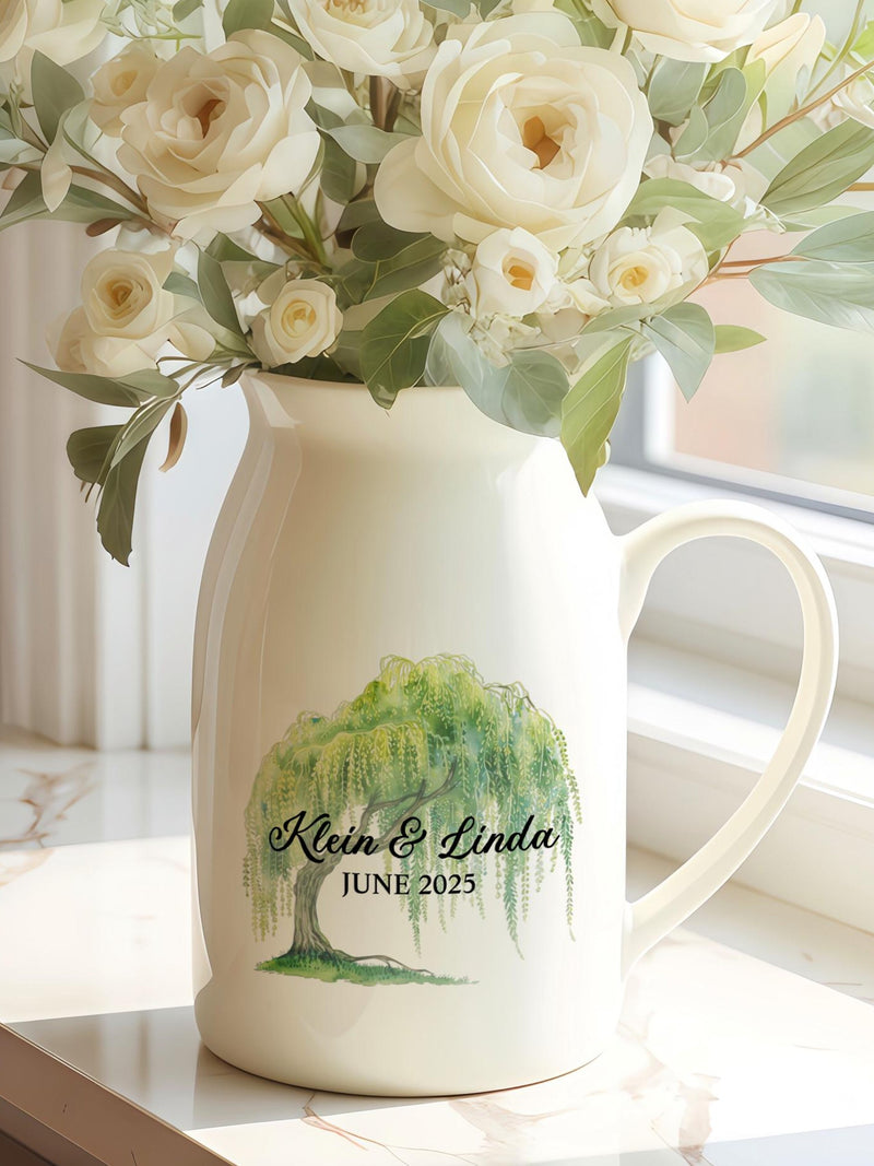 Personalized Ceramic Flower Vase, 9th Anniversary Willow Tree, Custom Wedding Anniversary Gift for Wife, Anniversary Gift for Couple ANNIVERSARY