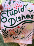 Embroidered Kitchen Towel Funny Housewarming Gift For Single Girl Apartment Gift For Her Birthday Kitchen Towel Embroidered Flower Home Gift house warming flower
