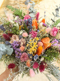 Dried Rose mixed Wildflowers Bouquet / Dried flowers Wedding bouquet / Neutral colorful bouquet with eucalyptus greenery Bouquet