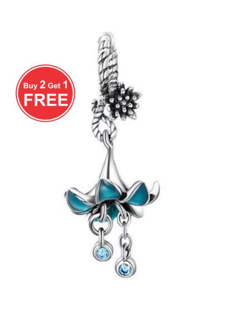 Pandora Blue Lily Flower Charm S925 Sterling Silver , Bracelet Necklace Pendant Charm , Christmas Charm Jewelry , FREE DELIVERY FLOWER DELIVERY