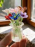 Mini Glass Flower, Handmade Birth Month Flower Bouquet, Glass Flower Figurine, Gift for Mom, Home Decor, Birthday Commemorative Gifts birthday flower