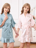 Blush Flower Girl Robe, Bridal Shower Party Robe, Junior Bridesmaid Ruffle Robes, Bridesmaids Proposal Gift wedding flower