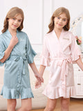 Blush Flower Girl Robe, Bridal Shower Party Robe, Junior Bridesmaid Ruffle Robes, Bridesmaids Proposal Gift birthday flower