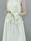Elegant White Calla Lily Bouquet with Dainty Hanging Blossoms Bouquet