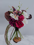 Burgundy Calla & Anthurium Bridal Bouquet/ Long Amaranth bouquet/real touch flowers wedding flower