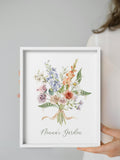 Grandma's Garden or Our Family Garden | Custom Birth Flower Bouquet Art Print | Personalized Gift for Mom birthday flower