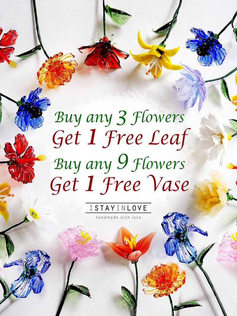 Glass Birth Flowers, Birth Month Flower Bouquet, Lily of the Valley, Carnation, Iris, Daisy, Rose birthday flower