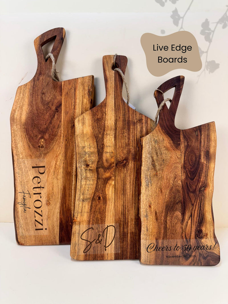 Personalized Charcuterie Board Wedding Gift Idea Kitchen Serving Tray Custom Engraving Acacia Wood Cutting Engagement Newlywed Serving Board ANNIVERSARY