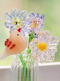 Glass Birth Month Flower & Birds, Birth Flower Gift, Hand Blown Spring Flower, Glass Flower Bouquet, Gift For Her, Birthday Gift ANNIVERSARY