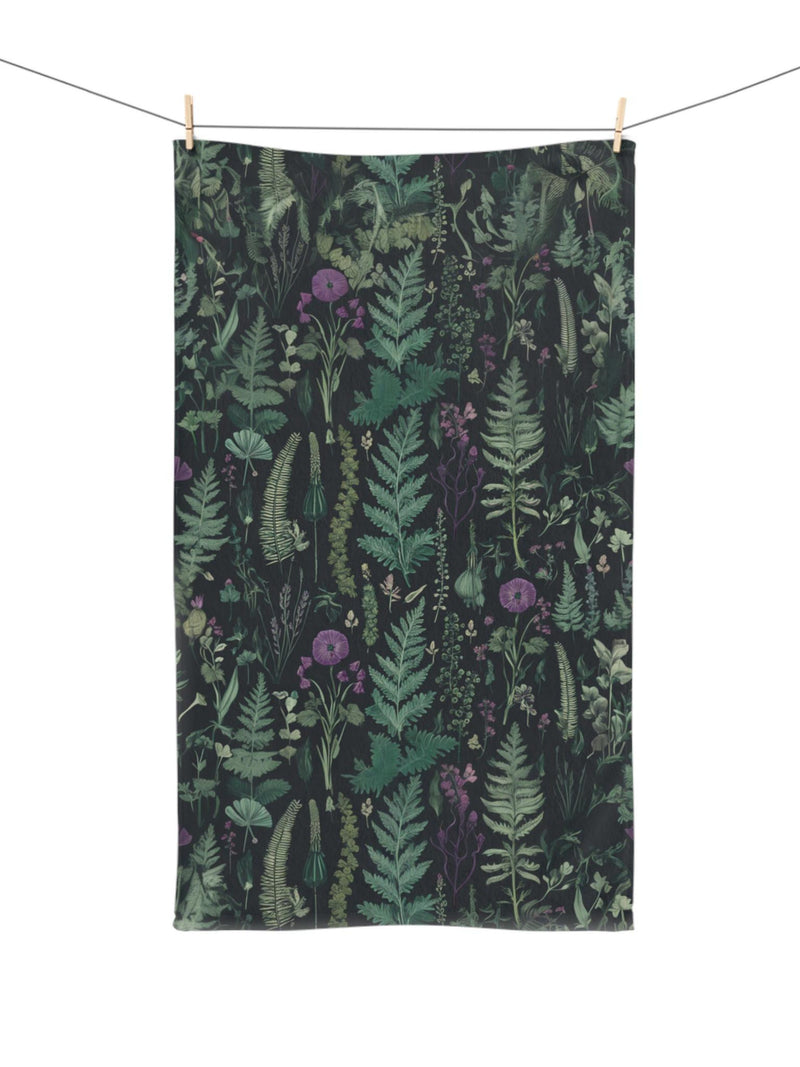 Green Leaves Purple Flower Hand Towel Floral Hand Towel Nature Design Bathroom Decor House Warming Gift Wedding Anniversary Gift for Mom house warming flower