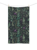 Green Leaves Purple Flower Hand Towel Floral Hand Towel Nature Design Bathroom Decor House Warming Gift Wedding Anniversary Gift for Mom house warming flower