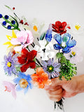 Glass Birth Month Flowers, Handmade Birth Flower Gift Bouquet, Christmas for Mom Grandma birthday flower