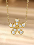 Cute Five-Petaled Flower Necklace, Moissanite Necklace, Custom Birthstone Necklace, Silver Neckalce, Personalized Anniversary Gifts for Her ANNIVERSARY