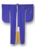 Japanese Kimono Vintage, Authentic Silk Kimono in Cobalt Blue with Floral  Ornaments silk flower