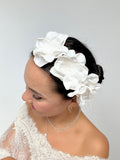 Romantic Mikado Flower Headband Ð Elegant Bridal Hair Accessory, Wedding Flower Headpiece, Fabric Floral Headband for Bride silk flower
