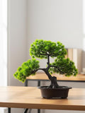 Artificial Bonsai Tree Faux Pine Plant Decor | Fake Desktop Office Plant | Indoor Evergreen Houseplant Ornament | Low Maintenance Home Decor faux plants