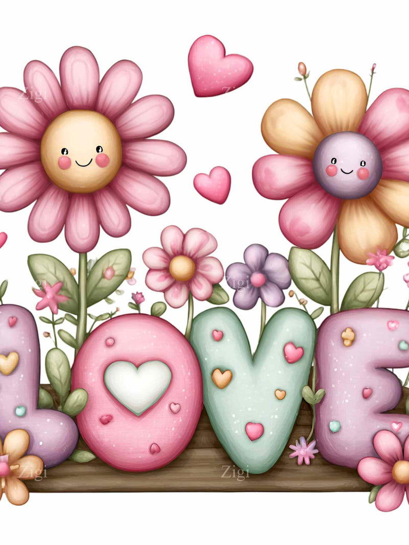 20 PNG Love floral Clipart illustration for crafts, cards, posters, scrapbooking, Valentine projects, spring digital design elements Love Romance Flower