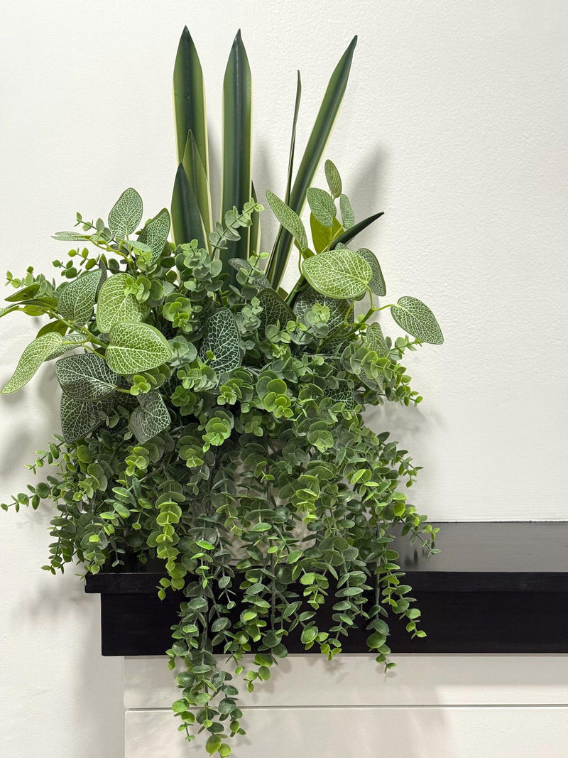 Large Faux Plant Arrangement, Fake Plants in White Ceramic Vase, Tall Mixed Greenery, Elegant Artificial Houseplant Decor, Lush Potted Plant faux plants