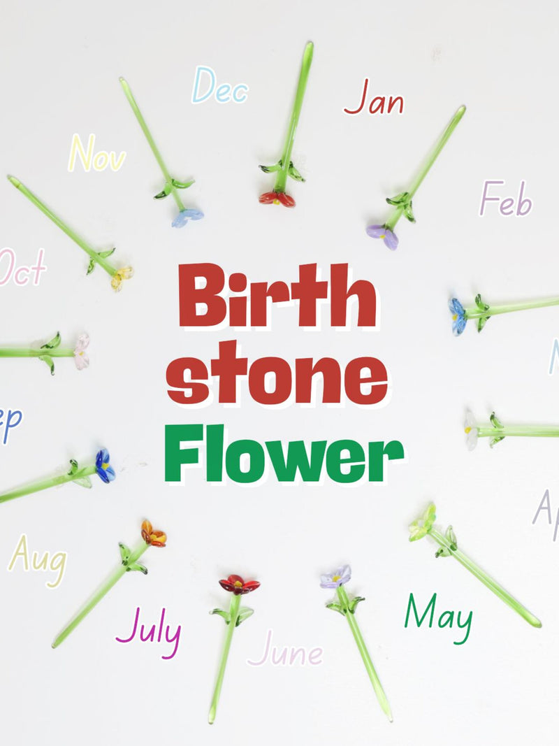 Glass Birth stone Flower, Birth Flower Gift, Hand Blown Spring Flower, Glass Flower Bouquet, Personalized Gifts, Gift For Her, Birthday Gift birthday flower