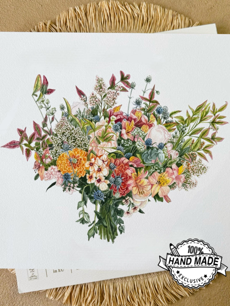 Custom Wedding Bouquet Painting - Bridal  Bouquet Watercolor - Flowers From Photo - Floral Portrait - Gift for wife Bouquet