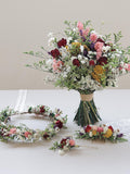 Dried Flower Bridal Bouquet Burgundy Rose Wildflower mixed flower bridal bouquet Boho Wedding Bouquet