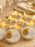 Wedding Anniversary Candle Favors Ð Soy Wax Scented Tin Candles with Gold Seal & Dried Flowers wedding flower